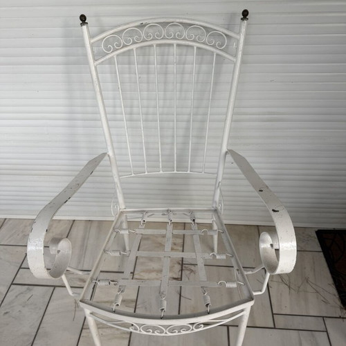 Fer Forge Garden Furniture Set with Table and 6 Chairs, white