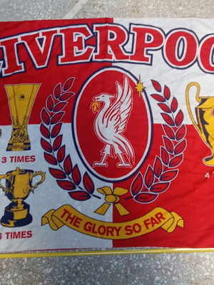 Liverpool flag used, authentic, 1.40 x 1.00 m, 1990s