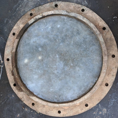 Vintage brass and metal ship porthole light used, 40cm diameter