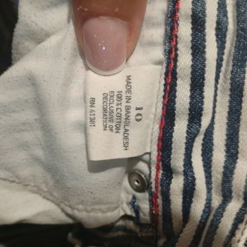 Ralph Lauren denim skirt for girls, age 10, railroad stripe with red lobsters embroidery