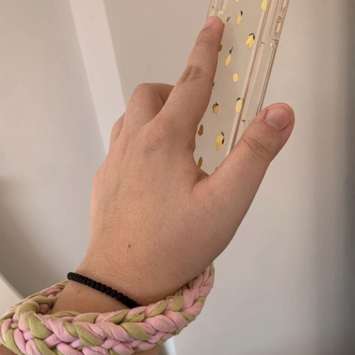 Knitted Hand Chain for Mobile with Attachment, New, Pink and Green