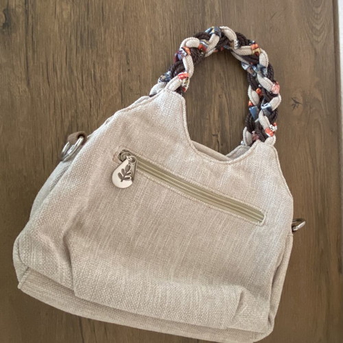 Handmade beige crossbody bag new, 27x22x18 cm