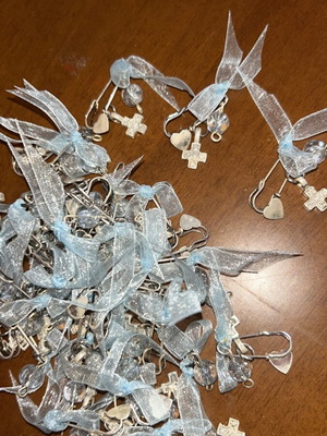 Set of 30 baptism martirika in blue shades, new