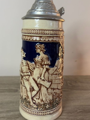 Vintage German Beer Stein with Pewter Lid by Gerz used