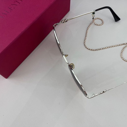 Valentino octagonal metal sunglasses with chain, gold