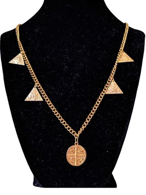 Handmade Byzantine necklace with stainless steel materials gold color, new