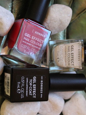 Korres Nail Polishes like new, red, white and top coat