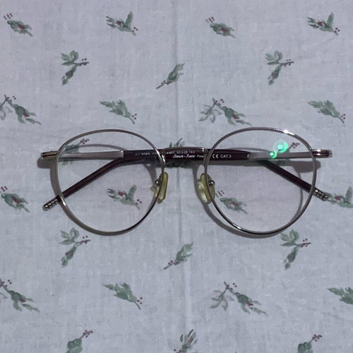 Round metal silver myopia glasses with burgundy plastic like new