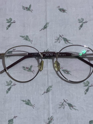 Round metal silver myopia glasses with burgundy plastic like new