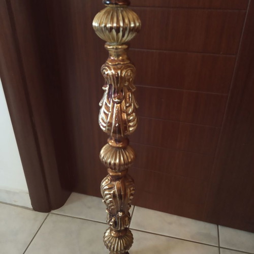 Floor lamp used, gold-bronze color, height 1.60 m