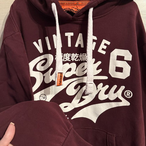 Superdry hoodie, burgundy, size large, fleece
