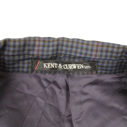 Kent & Curwen men's wool blazer size M blue windowpane