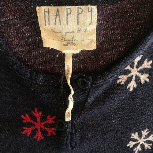 Happy People winter pajama set dark blue with Christmas designs like new