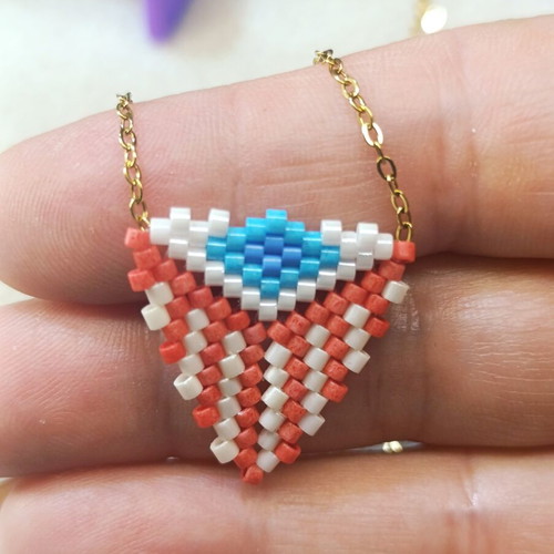 Handmade necklace with miyuki beads and stainless steel chain