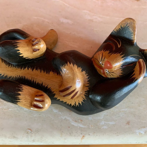 Decorative wooden cat figure new, handmade