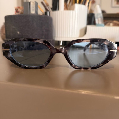 Glasses with blue transparent lens like new, turtle design