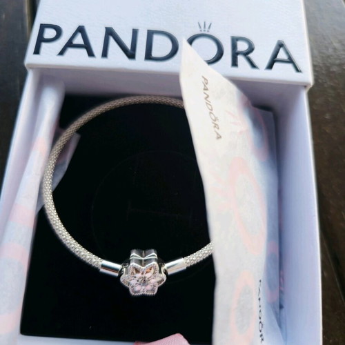 Pandora Moments Bright Snowflake mesh bracelet silver new