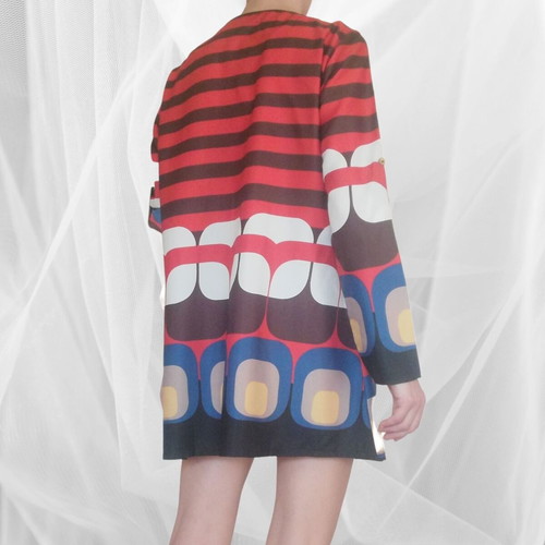 Vintage retro colorful dress tunic used, geometric pattern