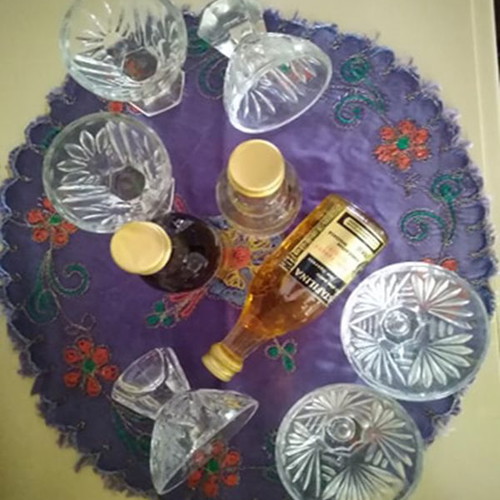 Liqueur glasses used, set of 6, 1958