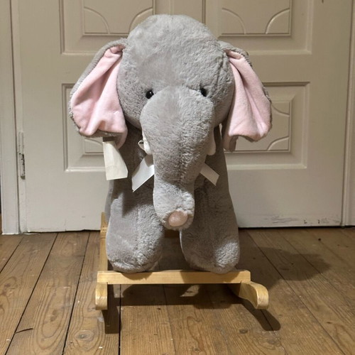 Rocking elephant toy new with tag, gray with pink details