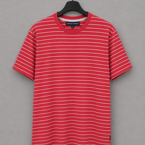 Oxford Company men's striped T-shirt medium, like new, red and white cotton