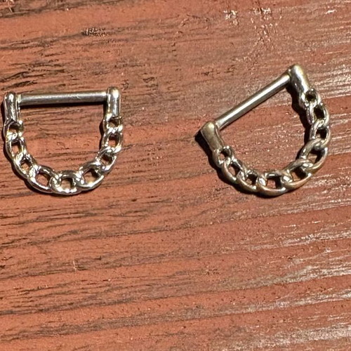 Nipple ring refurbished, 14G steel chain shape earrings