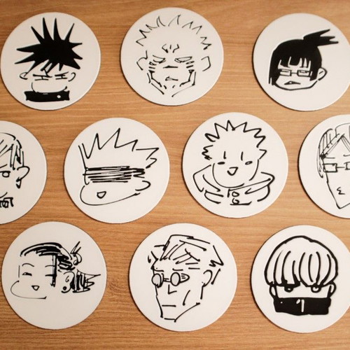 Jujutsu Kaisen coasters 10 pieces new with 3D printed PLA+