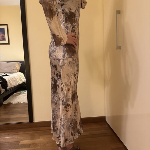 Zara dress with draped neckline and marble print new with tags