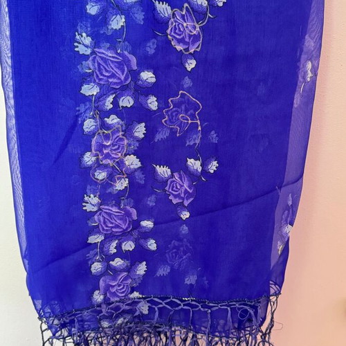 Semi-transparent scarf like new, blue 114x180