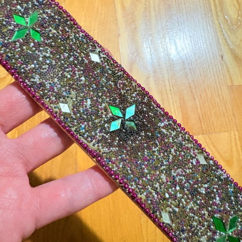 Incense stick holder used, wood and glass with beads decoration