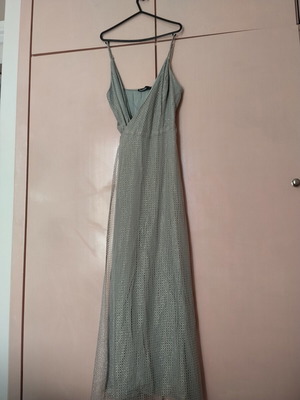 Maxi dress Benissimo like new, grey, glitter, wrap design