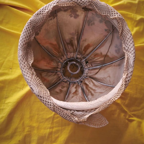 Vintage fabric lampshade used with some imperfections 25x23