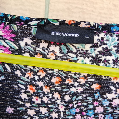 Pink Woman floral set with wrap top & midi/maxi skirt, size L