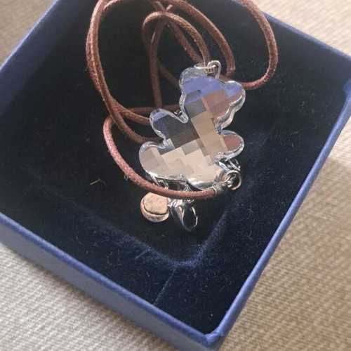 Swarovski bear pendant new with cord for kids