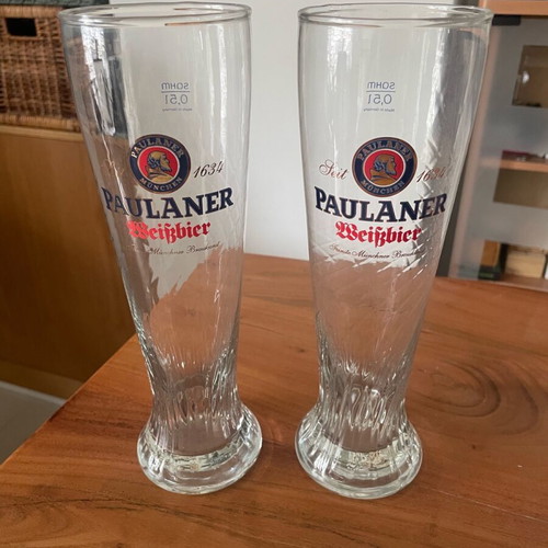 Paulaner beer glasses like new, 500ml capacity