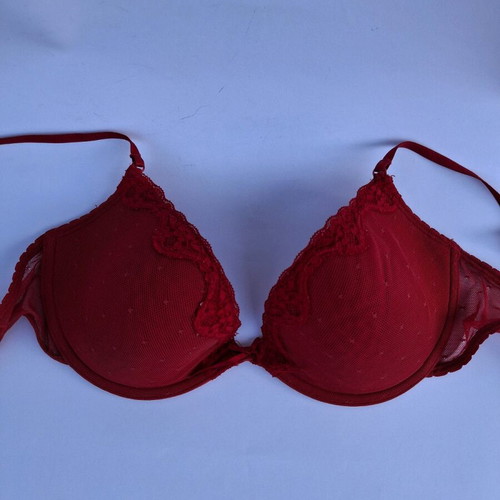 Bra M-L like new, red with lace details