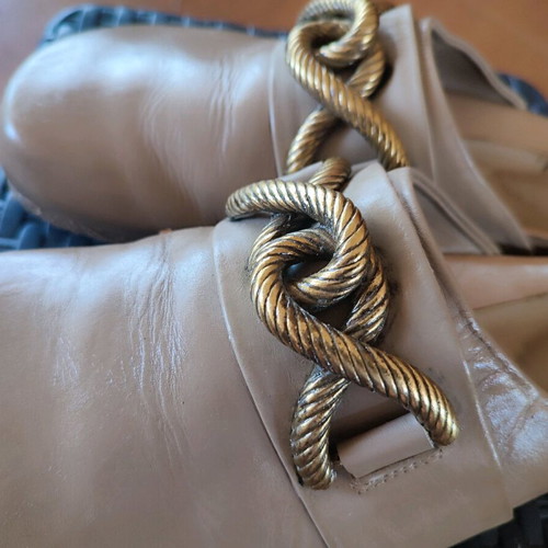 Zara leather sabots beige size 41 like new with iron rings