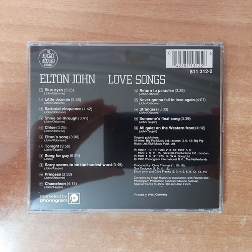 Elton John Love Songs CD, pop