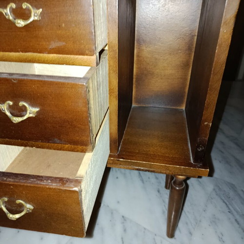 Solid wood nightstand 1968 with 3 side drawers