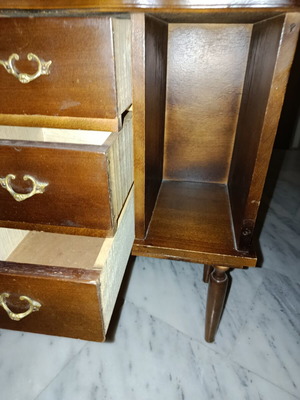 Solid wood nightstand 1968 with 3 side drawers
