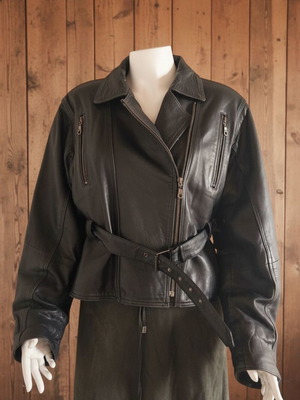Vintage black leather biker jacket unisex, like new, size L