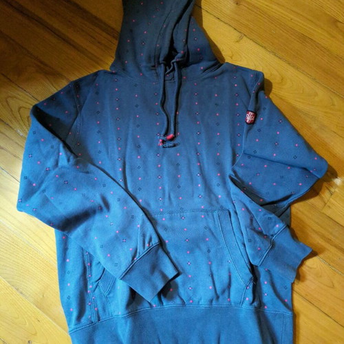 Funky Buddha men's sweatshirt used, blue with fuchsia designs, size M