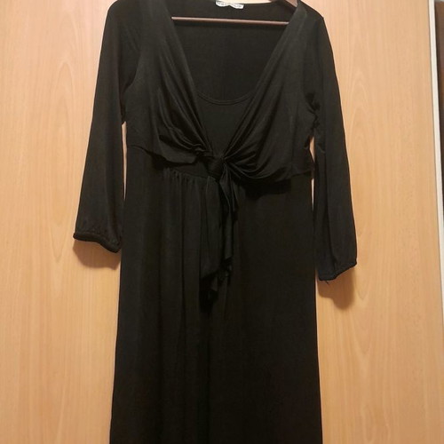 Tsantilis midi black dress used with front tie and long sleeves