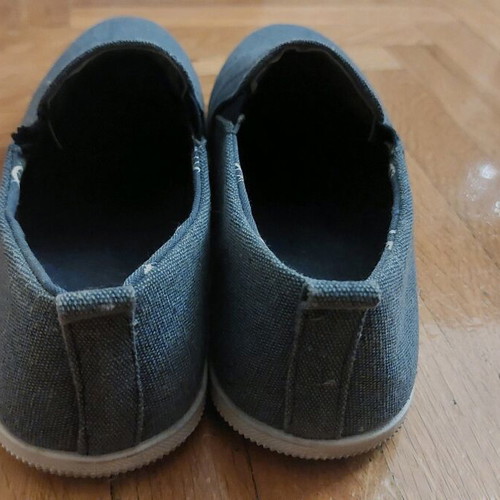 Men's slip-on summer shoes like new, sea blue with nautical patterns