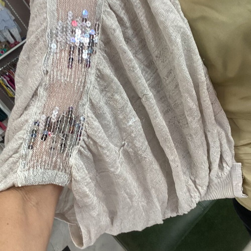 Top bolero used, grey with silver sleeve detail and wide sleeves
