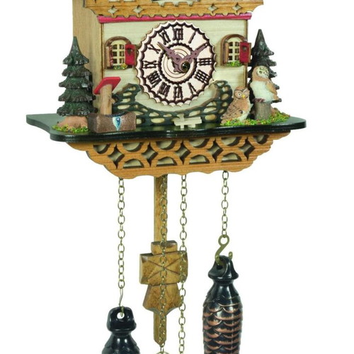 Cuckoo wall clock analog new with handmade alpine house 20cm and pendulum