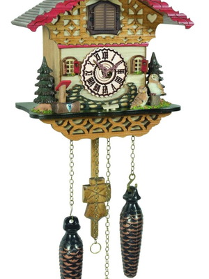 Cuckoo wall clock analog new with handmade alpine house 20cm and pendulum