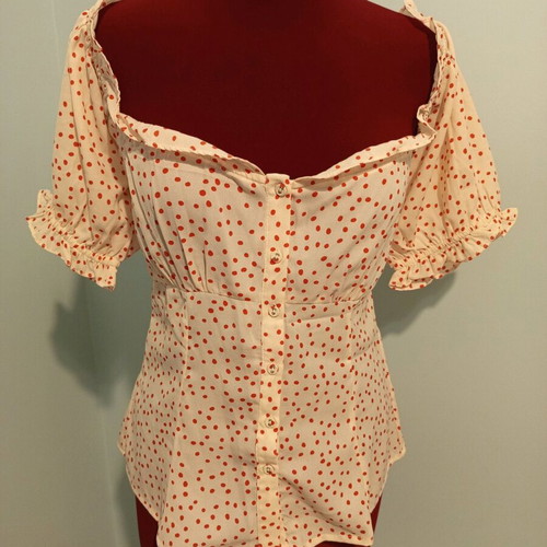 ASOS Romantic Polka Dot Top Like New, XS, White and Red