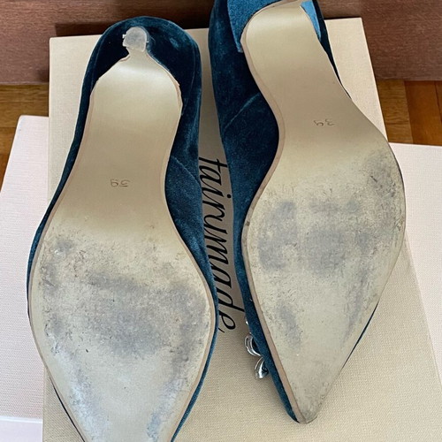 Fairymade petrol velvet pumps like new, 10cm heel, size 39