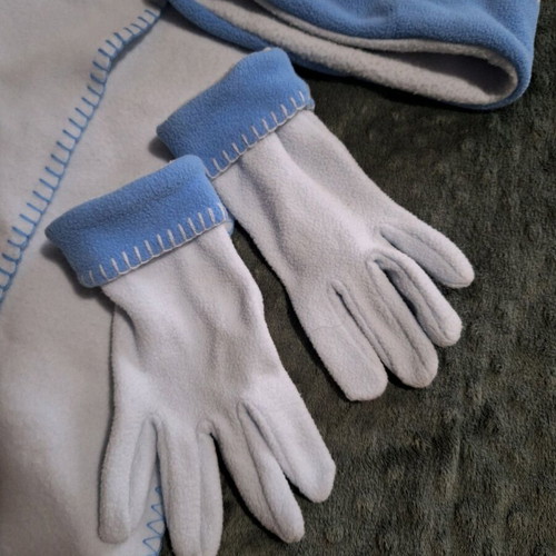 Blue scarf, gloves and hat set like new